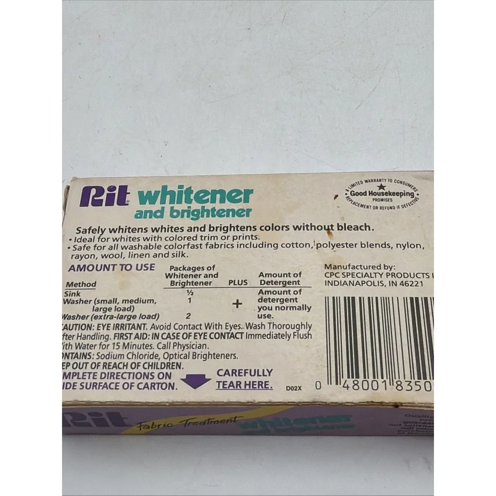 Vintage Craft County Rit Dye Laundry Treatment Whitener and Brightener 1 fl oz